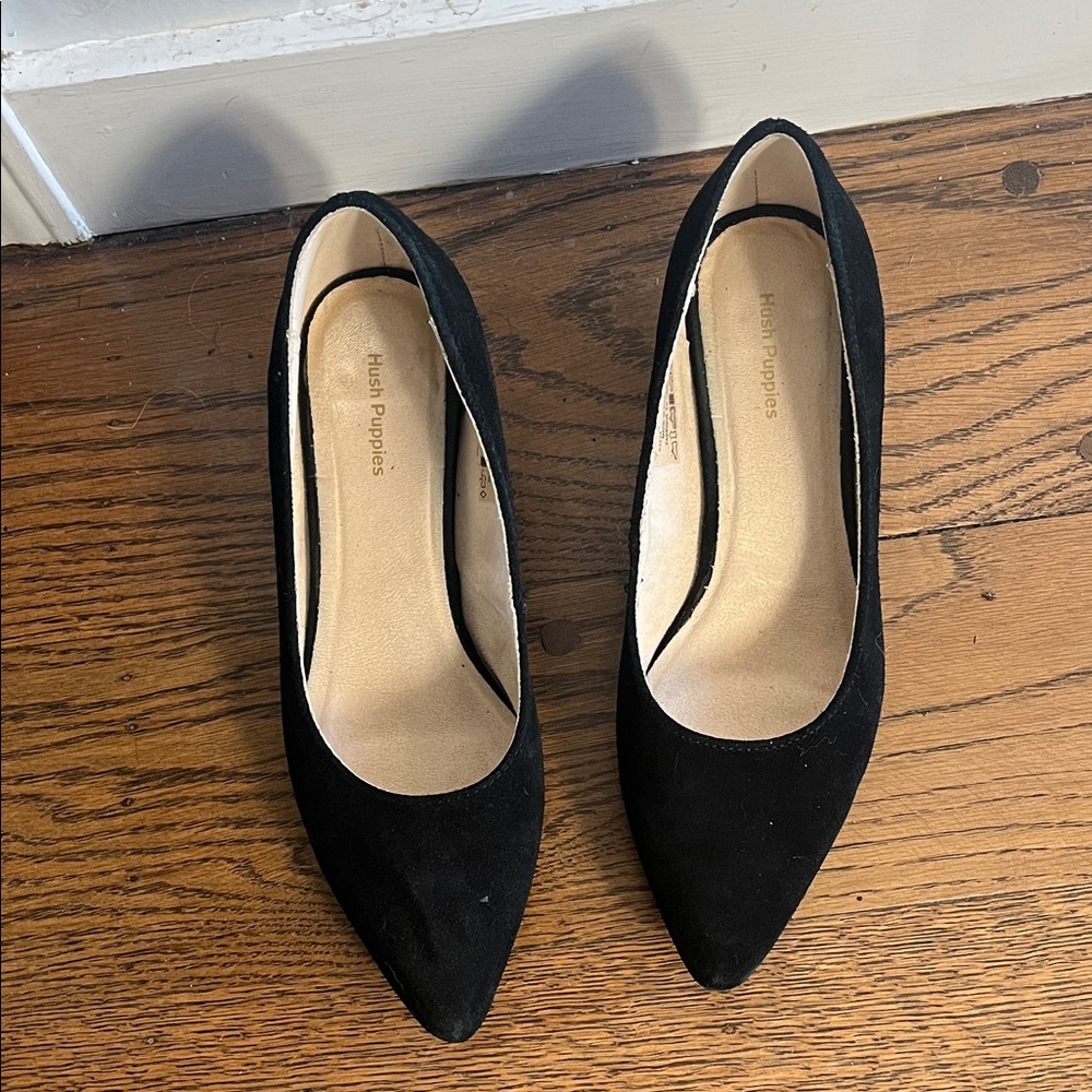 Hush Puppies Black Block Heel Shoes